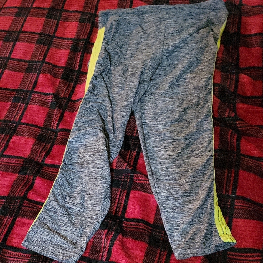 Womens Gray and Yellow Athletic Bottoms